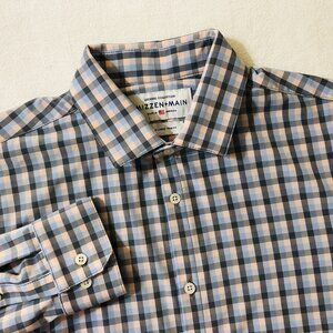 Mizzen Main Men's Size XL Trim Fit Plaid Button‎ Front Long Sleeve Shirt